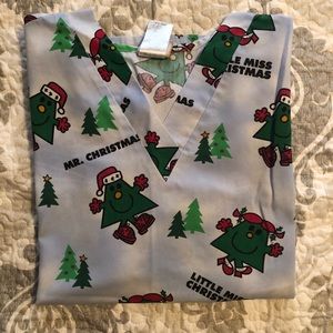 Christmas themed scrub top
